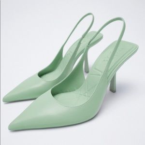 Leather Backless High Heel Shoes Size 41 (F)